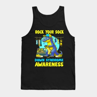 Dinosaurus ( Dino) Down Syndrome Awareness Rock Your Sock Tank Top